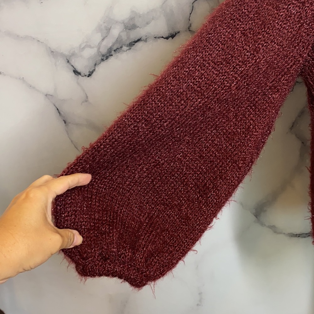 A NEW DAY red fuzzy balloon sleeve sweater Medium - Picture 5 of 7